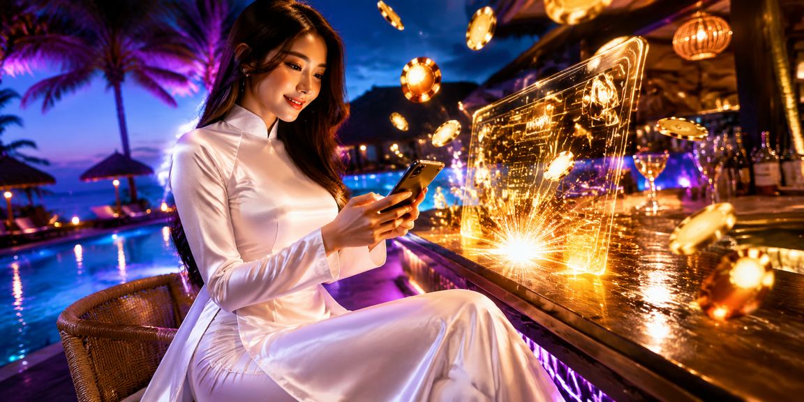 Người dùng Mũi Né theo dõi esports và cá cược trực tuyến trong trang phục áo dài